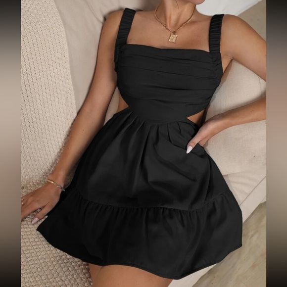 Shein Ruched Cut Out Ruffle Hem Cami Dress - Picture 4 of 5